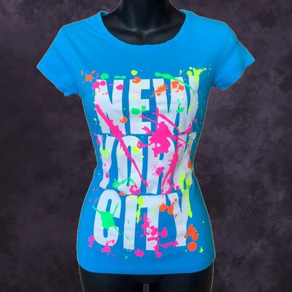 Blue Axes NYC Neon T-Shirt - Picture 1 of 7